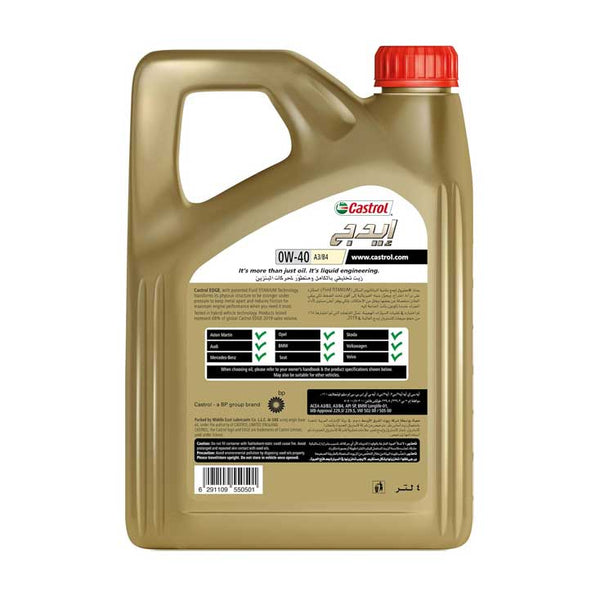 Castrol Engine Oil 0W40 A3/B4 Advanced Full Synthetic EDGE 4 LTR