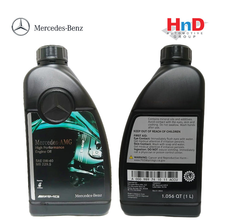 Mercedes Benz AMG HIGH PERFORMANCE ENGINE OIL SAE 0W40 FULY SYNTHETIC MB229.5 1LTR A000989741011ACCU