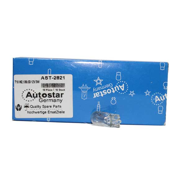 Autostar Germany Bulb W3W Indicator, 12V 3W CLEAR T10 2821