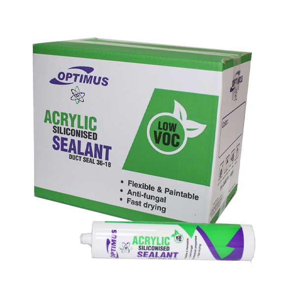 Optimus Acrylic Siliconized Sealant, Flexible & Paintable, Anti-Bacterial Anti-Fungal DUCT SEAL 36-18